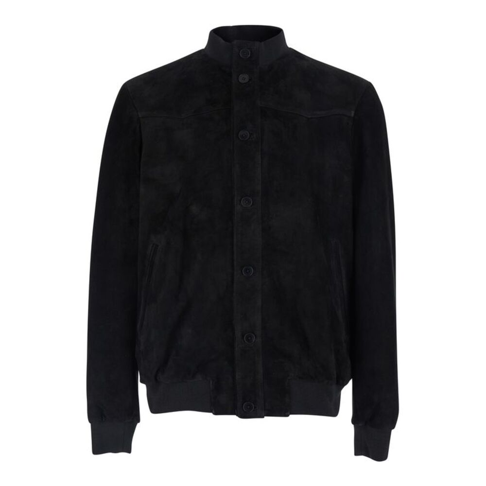 Low Brand Men Black Jacket With High Collar And Button Closure In Suede For Men